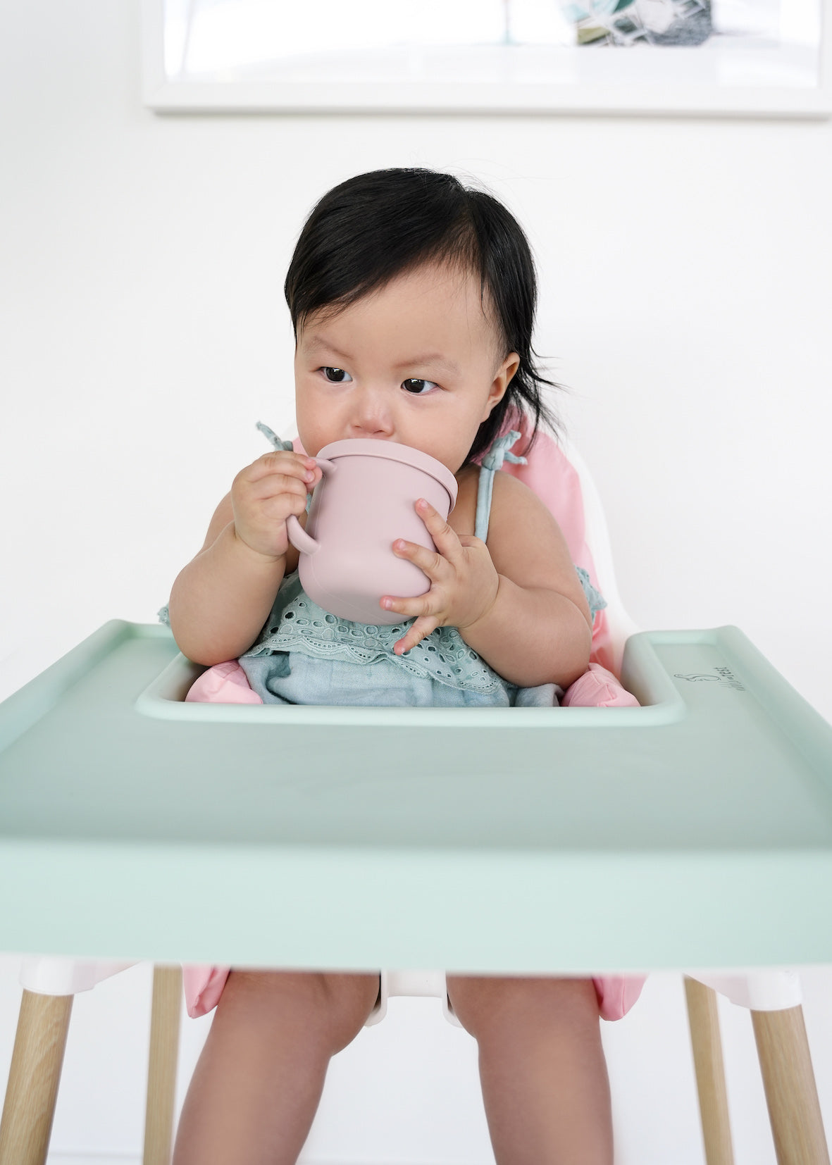 First Bites Baby Food - Nibble & Rest 4 in 1 cup Girl drinking